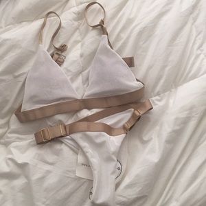 NWT ZAFUL VELOUR SWIMSUIT WITH GOLD STRAP DETAIL